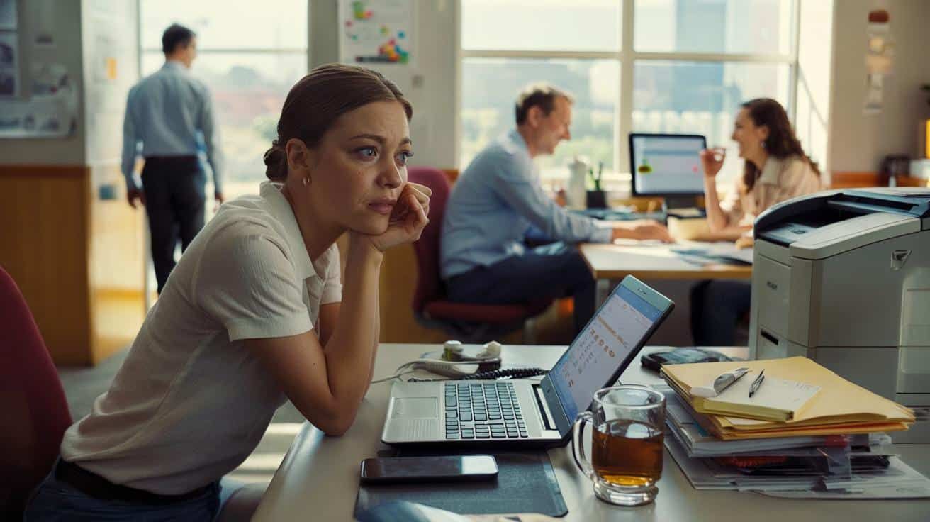 Mano colocando papel en tarro de vidrio, taza de té y libros en mesa de madera en cocina luminosa.