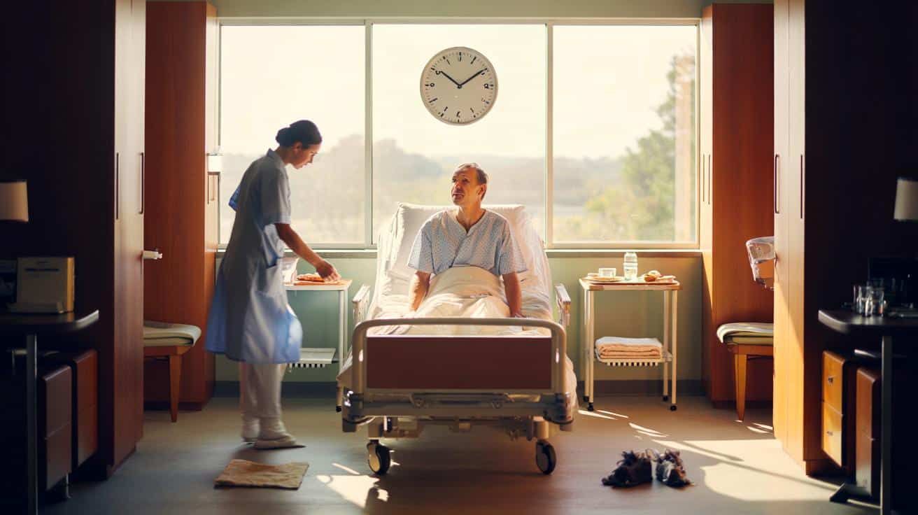 Persona escribiendo en un bloc de notas en una mesa de madera. Hay una taza de té y una caja de pastillas cerca.